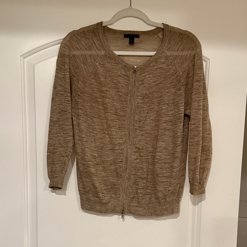 J. Crew Zip-Up Lightweight Tan Cardigan